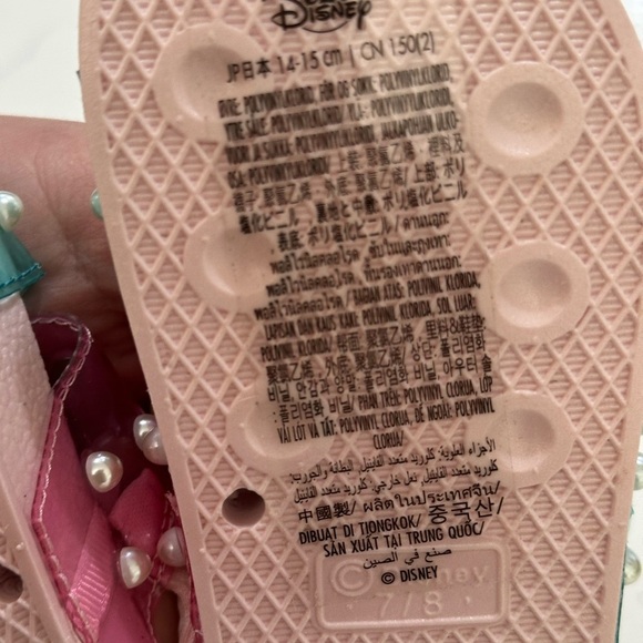 Disney Princess Ariel Kids Sandals - Pink and Blue with Pearls size 7/8 - Picture 4 of 5